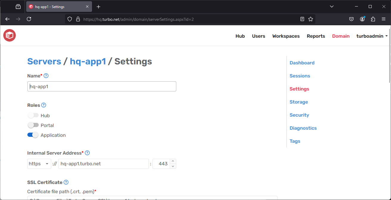 Server admin domain server