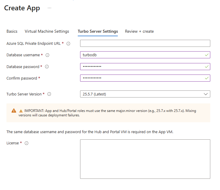App Turbo Server Settings Tab